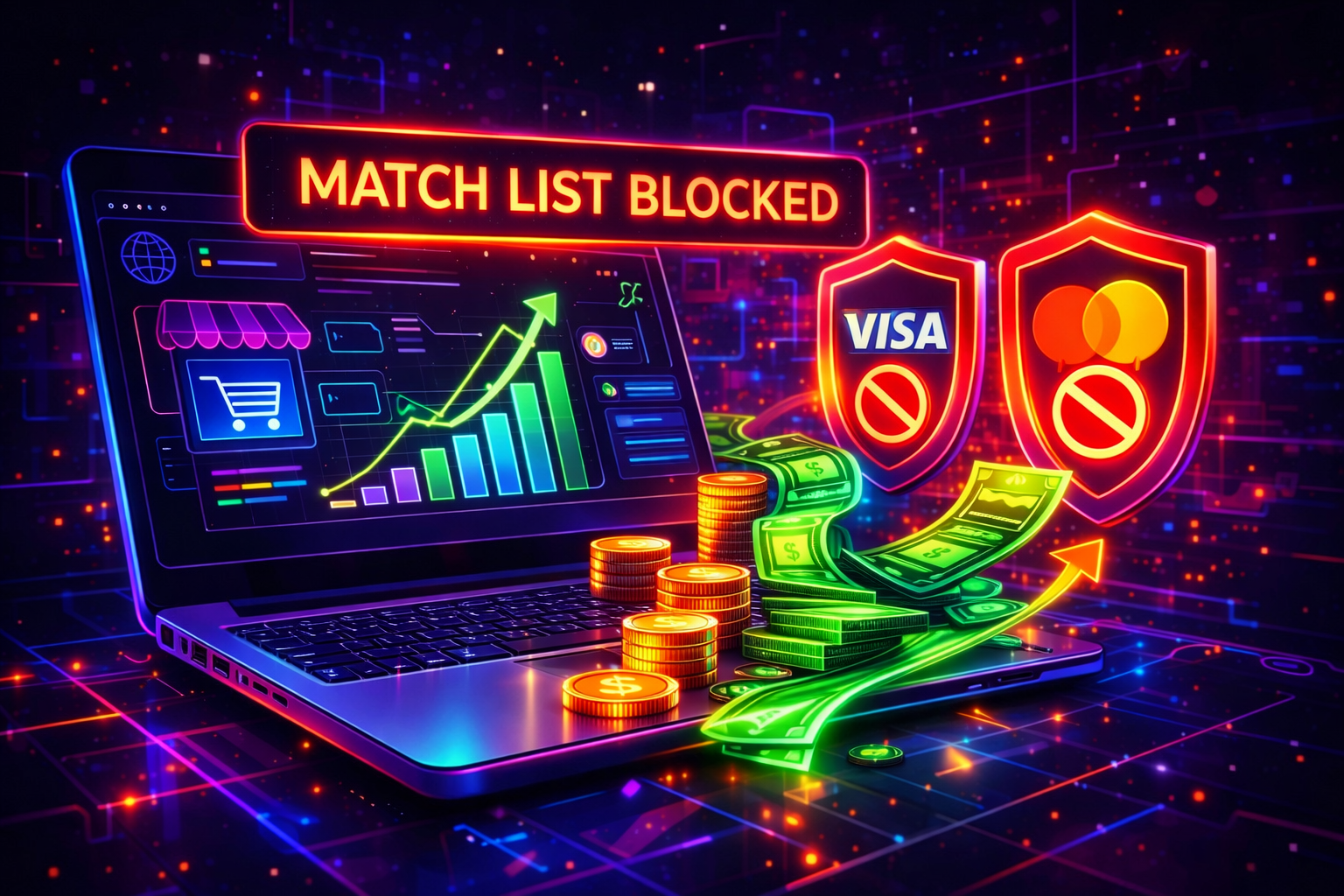 Visa and Mastercard MATCH List Risk – Chargeback Warning Illustration
