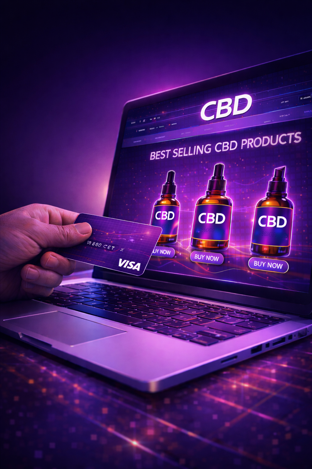 Customer buying CBD products online with credit card in a secure ecommerce store
