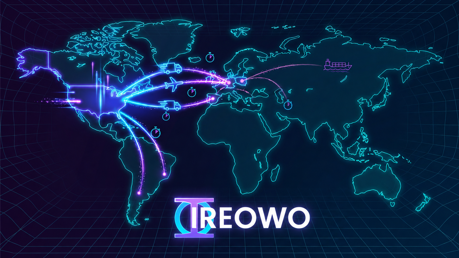 Mapa mostrando rutas de envío rápidas entre USA y Europa para tiendas retail dropshipping con proveedores en la UE y USA