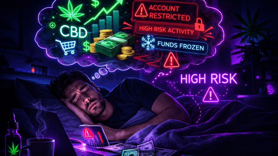 CBD payment processing high risk account restricted notification with funds frozen and merchant worried at night